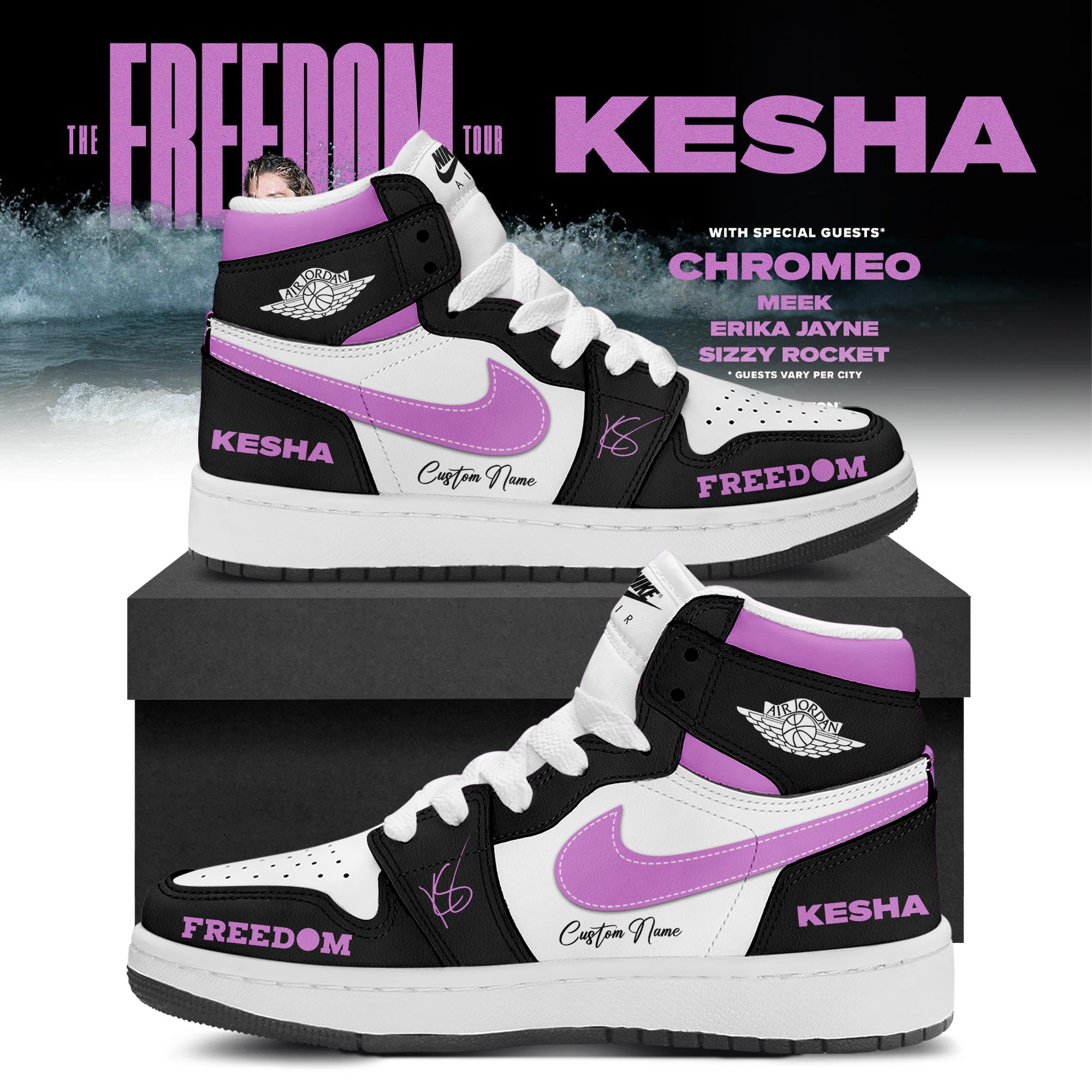 Kesha The Freedom Tour 2026 Limited Edition AJ1 Sneakers