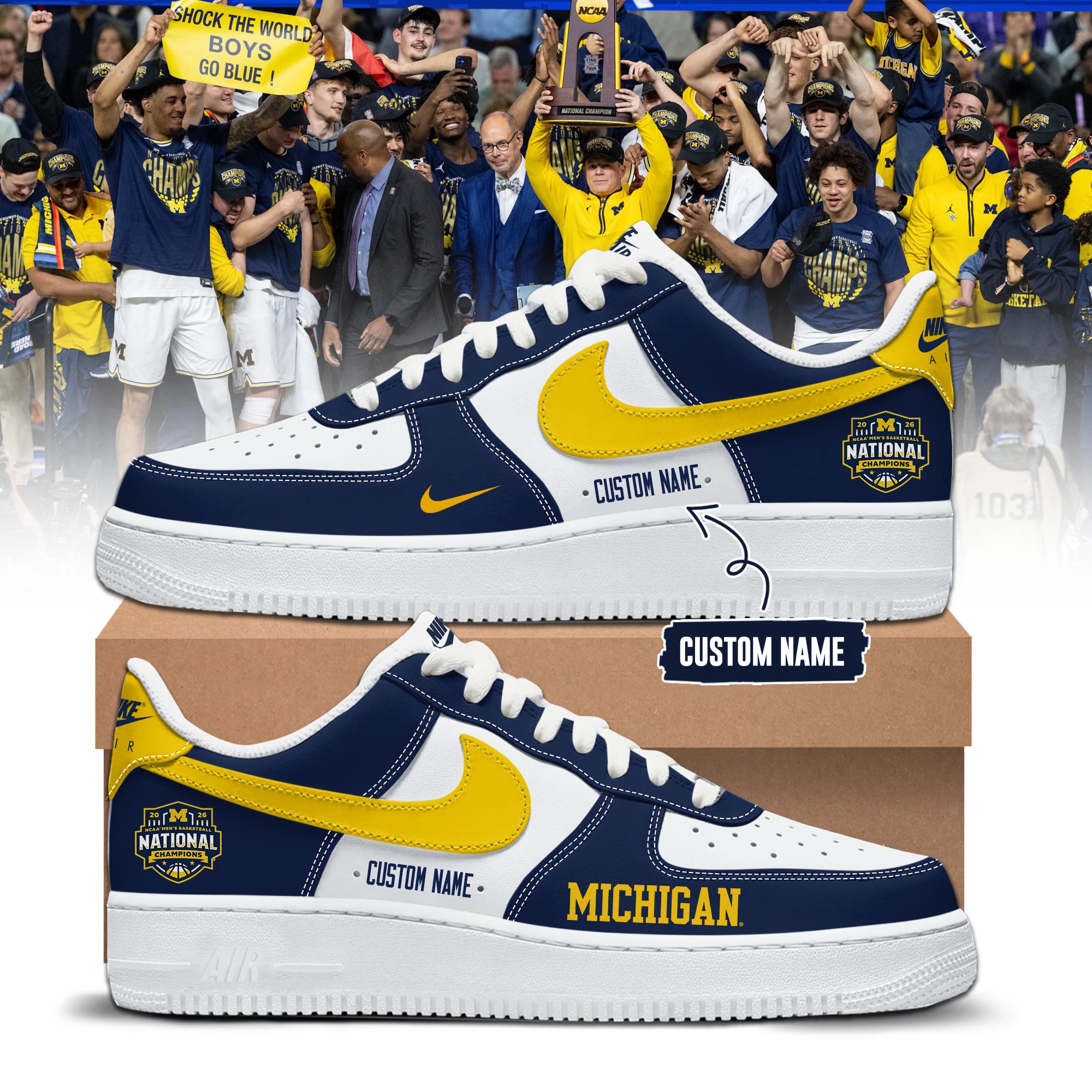 _MW 2026 NCAA Men's Basketball National Champions AF1 Sneakers