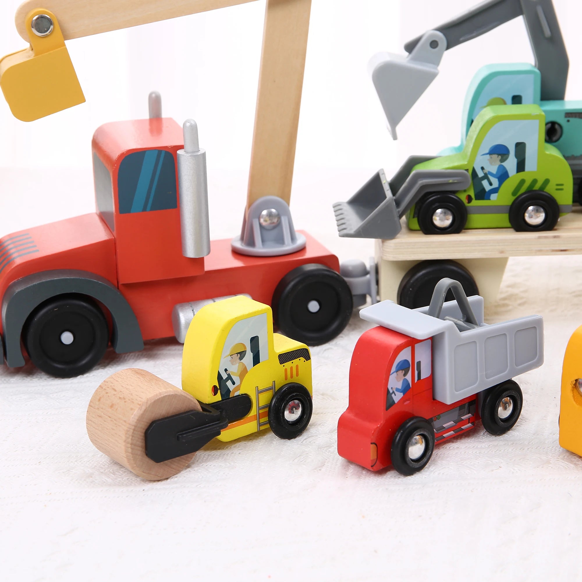 Wooden transport engineering vehicle, children's truck transport vehicle, toy car model, simulation car