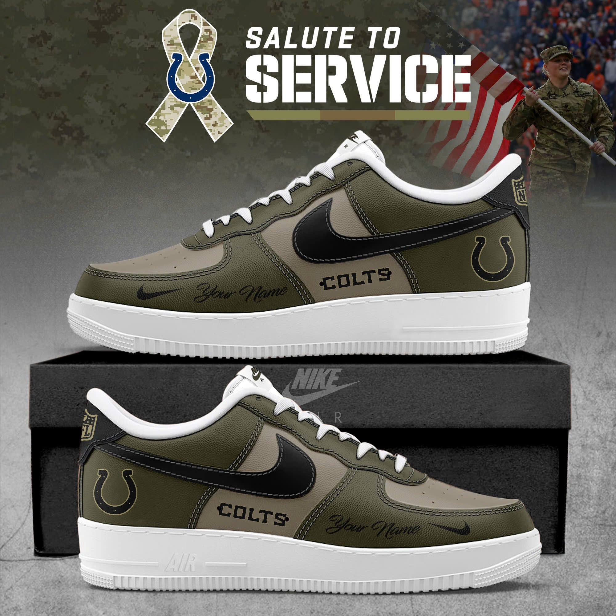 Indianapolis Colts 2025 Salute to Service Special Edition Custom AF1 Sneaker