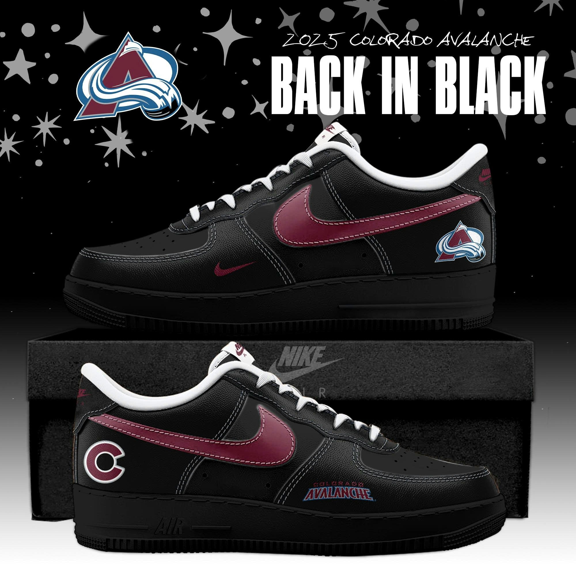 _ Colorado Avalanche Back In Black Special Edition AF1 Sneakers