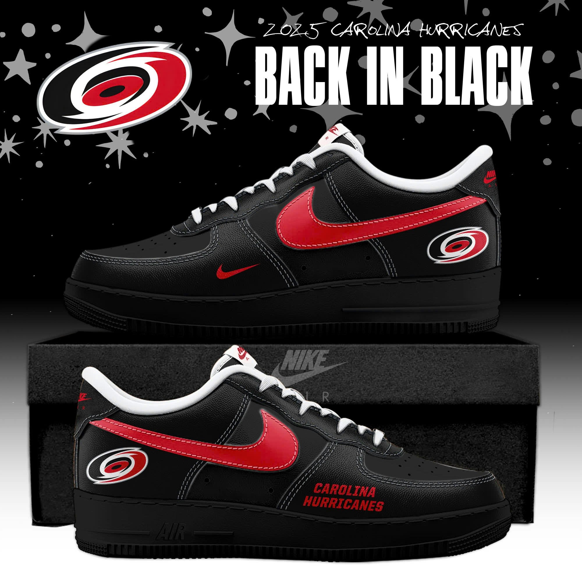 Carolina Hurricanes Back In Black Special Edition AF1 Sneakers